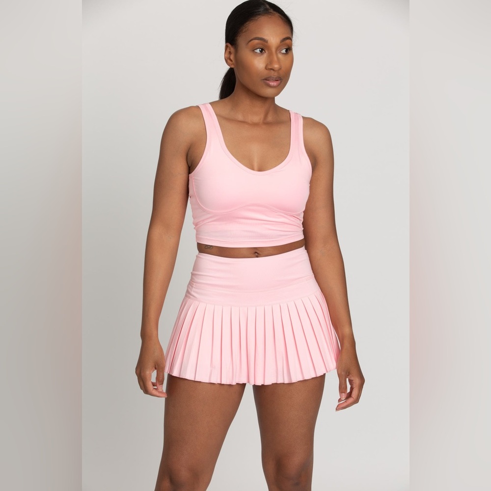 Gold Hinge Baby Pink Pleated Tennis Skirt